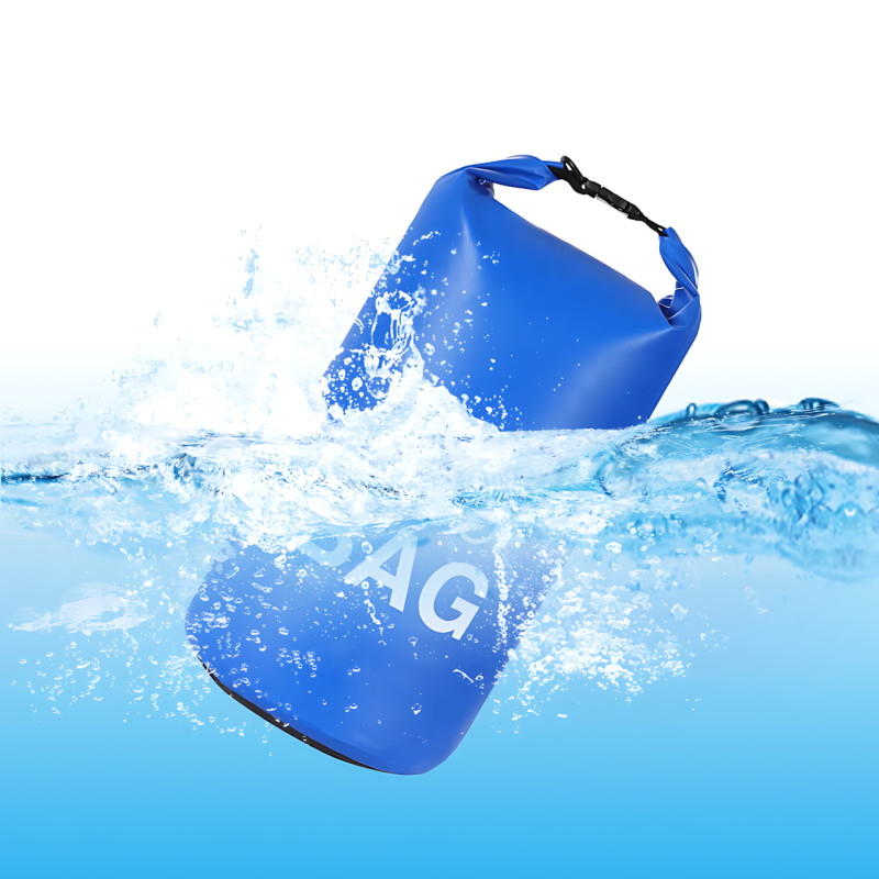 Гермомешок 5 л Ocean Pack ART-0525, 37×19 см, водонепроницаемый, ПВХ 500D, IPX65, безшовный, с ремнем, синий фото - 5