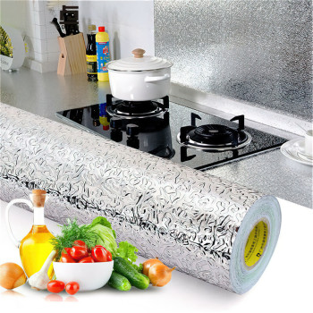 Кухонная декоративная алюминиевая фольга 500х60 см, самоклеющаяся, маслостойкая
