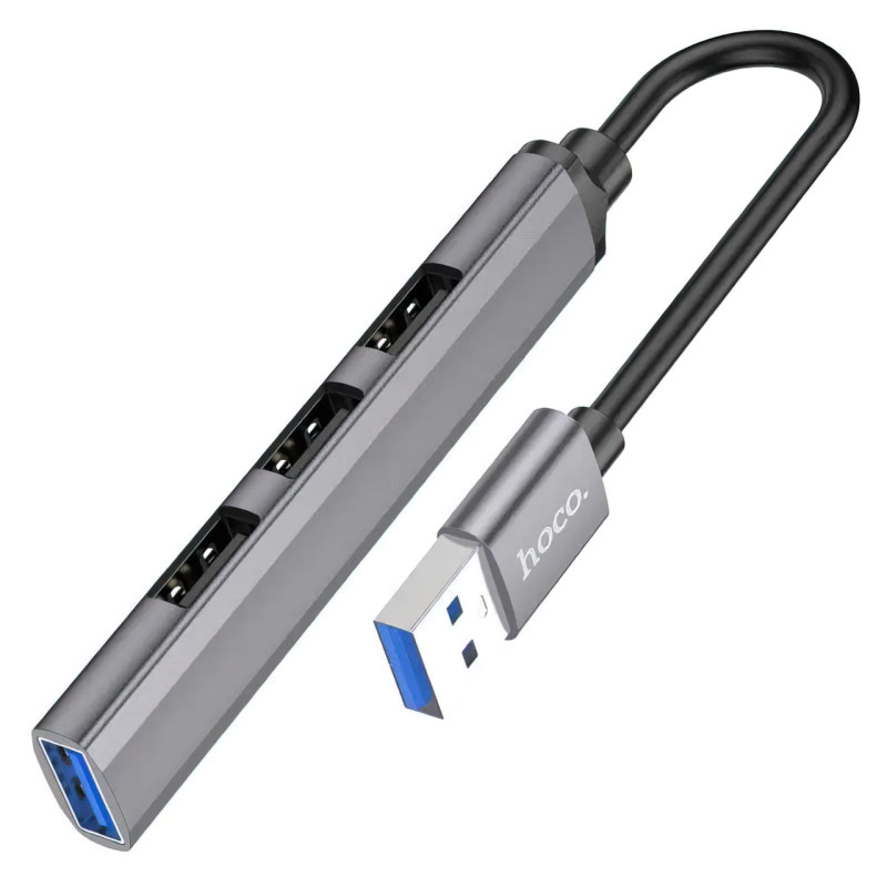 USB HUB адаптер-переходник HOCO HB26 4в1 с USB на USB3.0+USB2.0x3 фото - 2