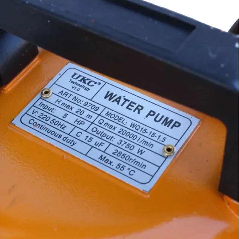 Заглибний фекальний насос UKC 3750 Вт, 20 м, 20000 л/хв, з поплавцем, для брудної води, 220 В фото - 7