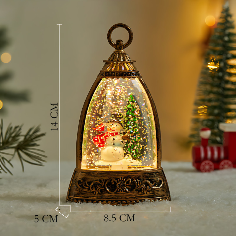 Різдвяний нічник-ліхтар &laquo;Сніжна лампа&raquo; 14&times;8,5 см з LED-підсвіткою, блискітками та різдвяними фігурками Снеговик фото - 8