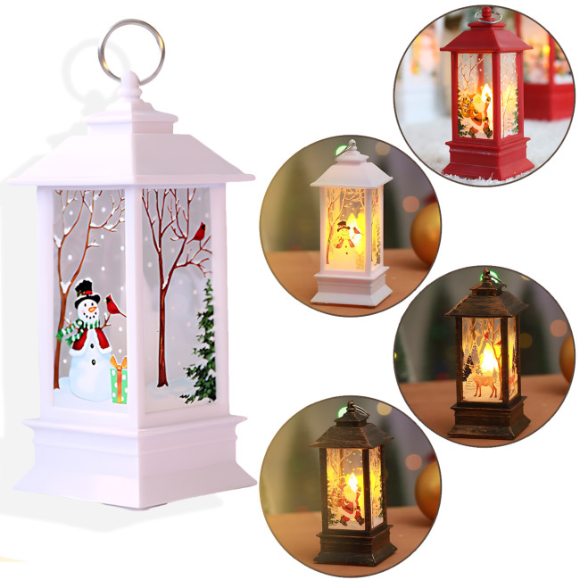 Праздничный фонарь-домик с LED подсветкой 802, зимний декор, ночник, игрушка на ёлку, батарейки в комплекте, 13 см, 4 вида Белый