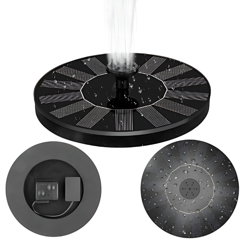 Садовий фонтан Solar Fountain, 5 режимів розпилення, без батарейок, Ø 15 см, пластик + метал, висота 40 см фото - 5