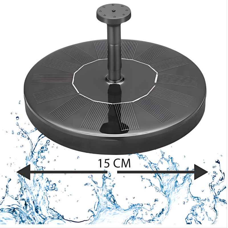 Садовий фонтан Solar Fountain, 5 режимів розпилення, без батарейок, Ø 15 см, пластик + метал, висота 40 см фото - 8