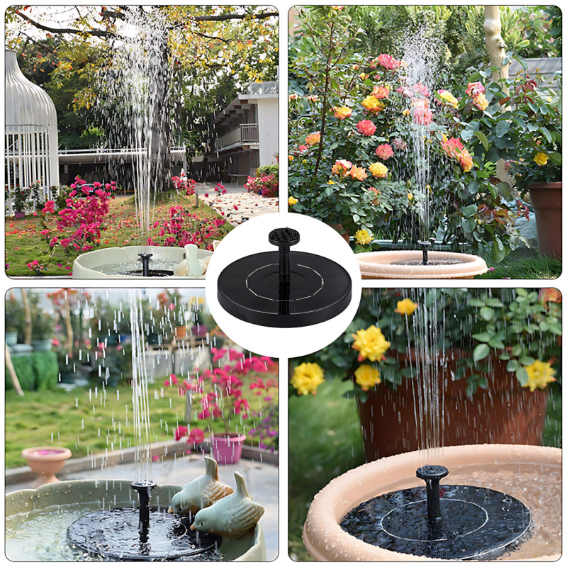 Садовий фонтан Solar Fountain, 5 режимів розпилення, без батарейок, Ø 15 см, пластик + метал, висота 40 см фото - 10