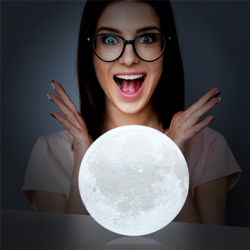 Ночник в виде Луны 3D Moon Light 15см сенсорный 5 режимов фото - 3