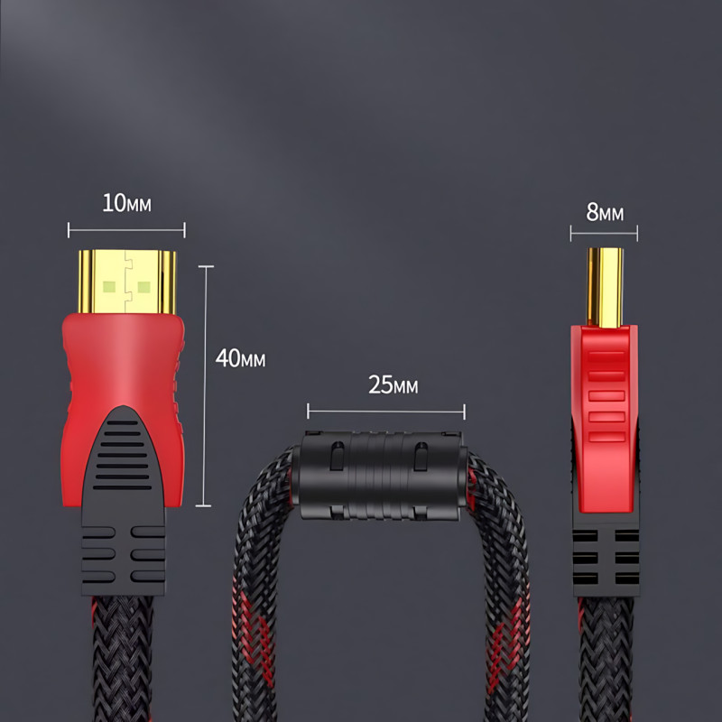 Кабель HDMI-HDMI (V1.4) 20 м з додатковим обплетенням, позолоченими конекторами, підтримкою 3D, Ethernet фото - 10
