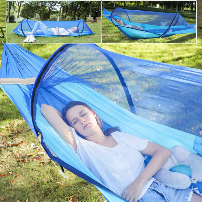 Москитная сетка, гамак-спальник с креплением, чехлом, защита от насекомых, для сада, туризма, нейлон, 2.4х1.2м