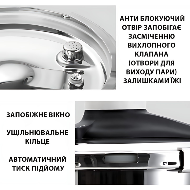 Скороварка Zepline 6 л – нержавеющая сталь 18/10, 3-х слойное дно, клапан давления, для всех плит фото - 10