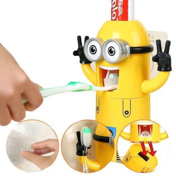 Дозатор для зубной пасты Миньон, автоматический, с креплением на стену, с держателем для щеток