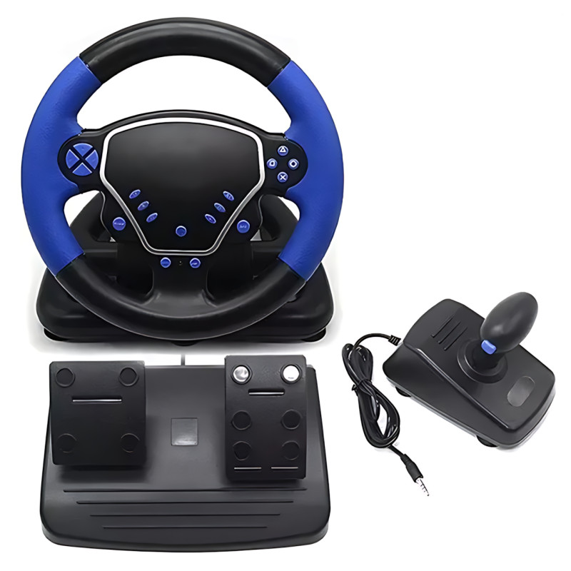 Гоночный игровой руль-джойстик Vibro Driver Wheel с виброотдачей, педалями газа/тормоза и КПП 4 в 1 фото - 2