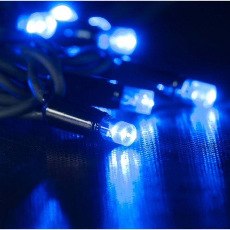 Уличная гирлянда нить 100 LED 10 метров WIMPEX Синяя, черный провод фото - 4