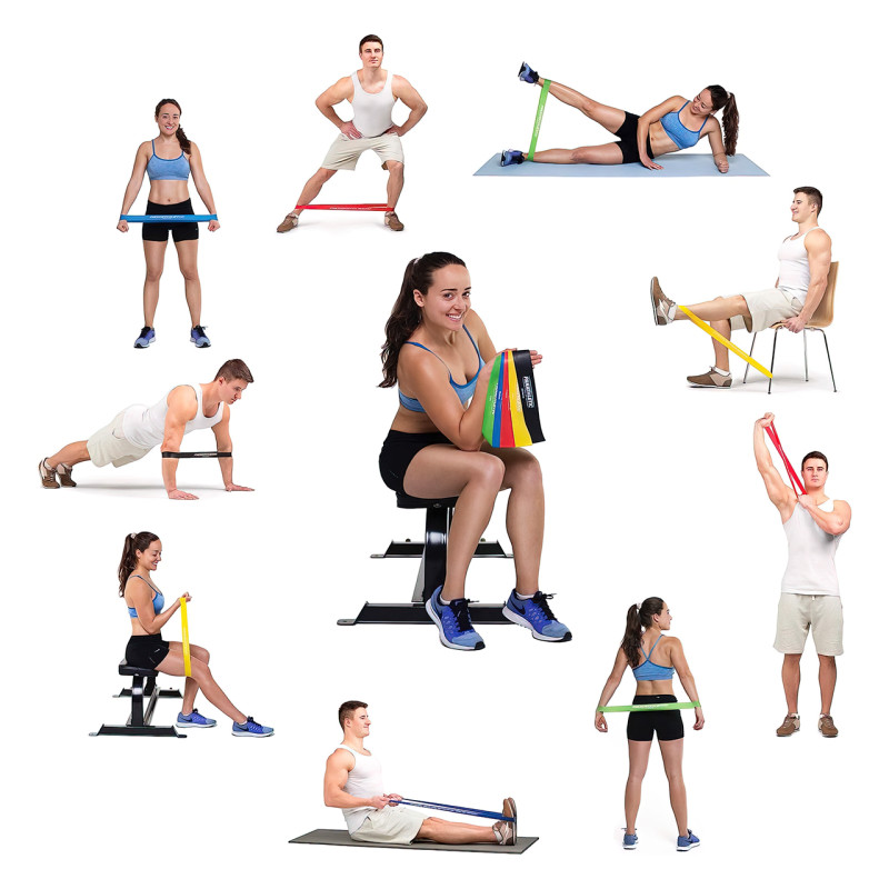 Фитнес резинки EsonStyle, комплект из 5 шт, толщина от 0.4 до 1.2 мм, сопротивление от 4.5 до 23 кг фото - 6