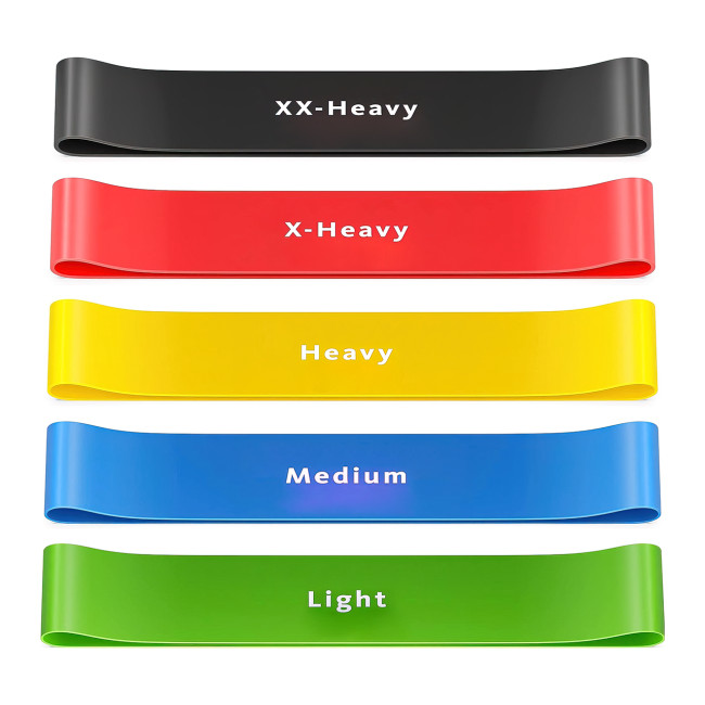 Фитнес резинки EsonStyle, комплект из 5 шт, толщина от 0.4 до 1.2 мм, сопротивление от 4.5 до 23 кг