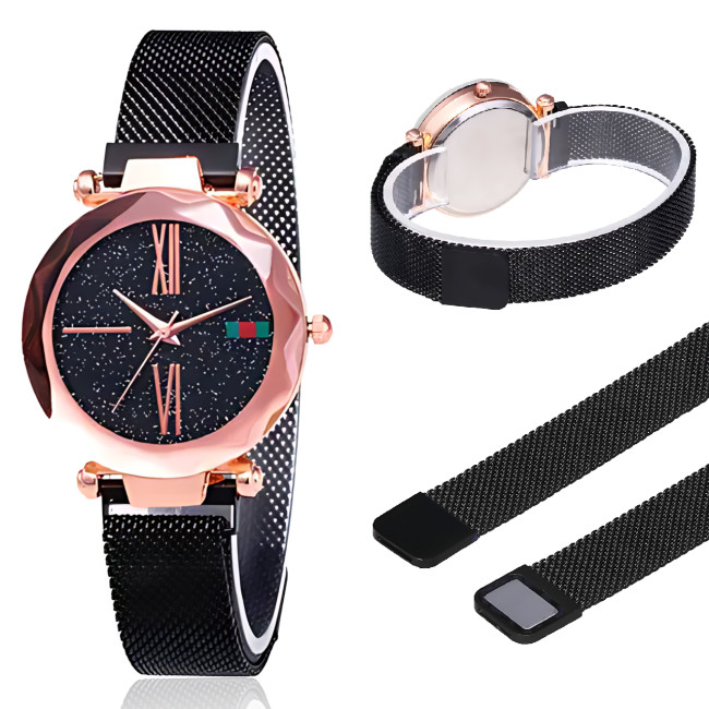 Женские часы Starry Sky Watch на магнитном браслете, черные