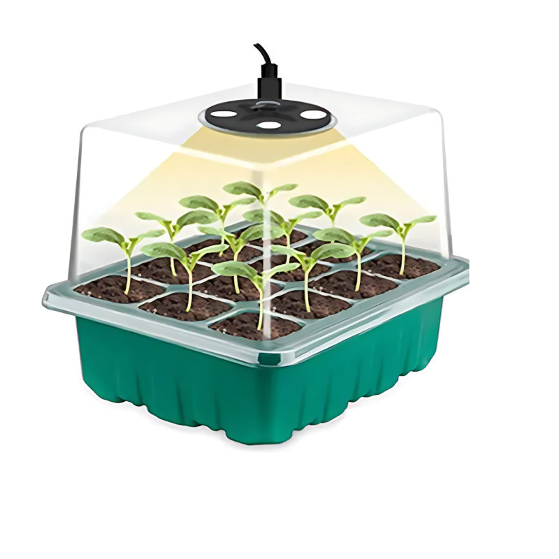 Набір для вирощування розсади MA731, 5 контейнерів із прозорими кришками, LED-підсвітка, вентиляція, мінітеплиця, USB-живлення фото - 3