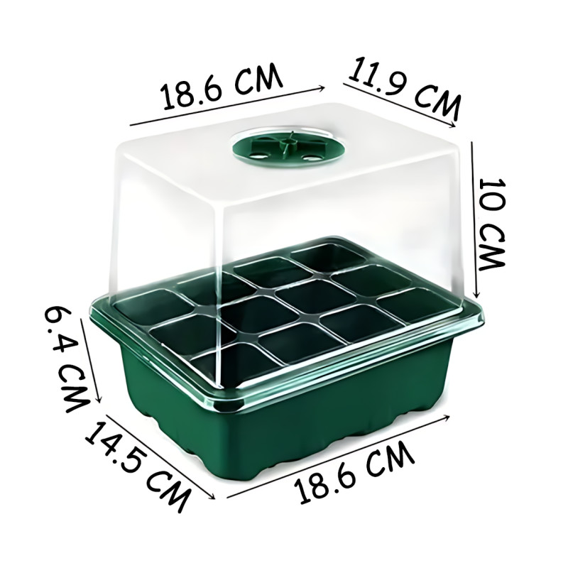 Набір для вирощування розсади MA731, 5 контейнерів із прозорими кришками, LED-підсвітка, вентиляція, мінітеплиця, USB-живлення фото - 8