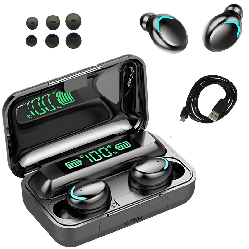 Беспроводные Bluetooth наушники TWS BTH-F-5 2000 мАч черные фото - 9