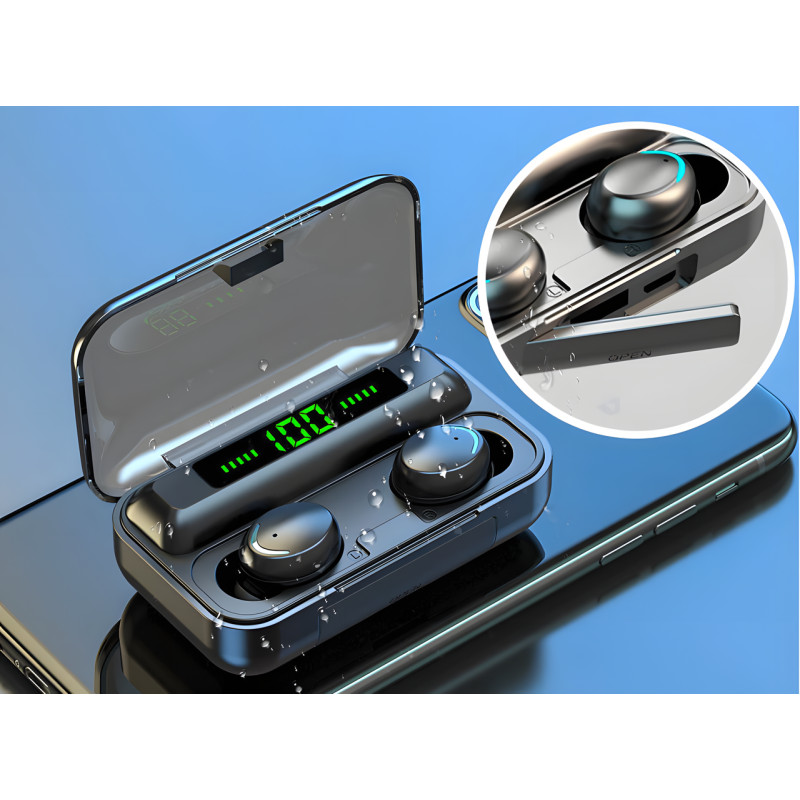 Беспроводные Bluetooth наушники TWS BTH-F-5 2000 мАч черные фото - 5