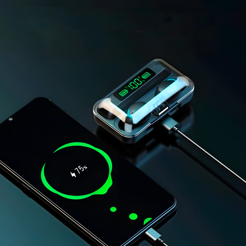 Беспроводные Bluetooth наушники TWS BTH-F-5 2000 мАч черные фото - 8