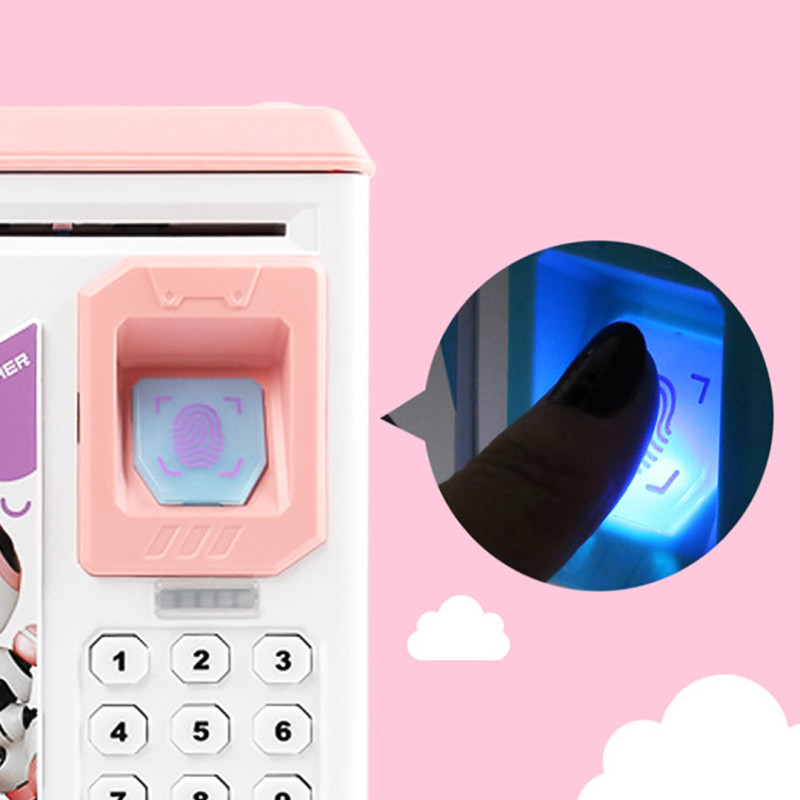 Электронная Копилка сейф с отпечатком пальца и кодовым замком розовая «BODYGUARD» фото - 2