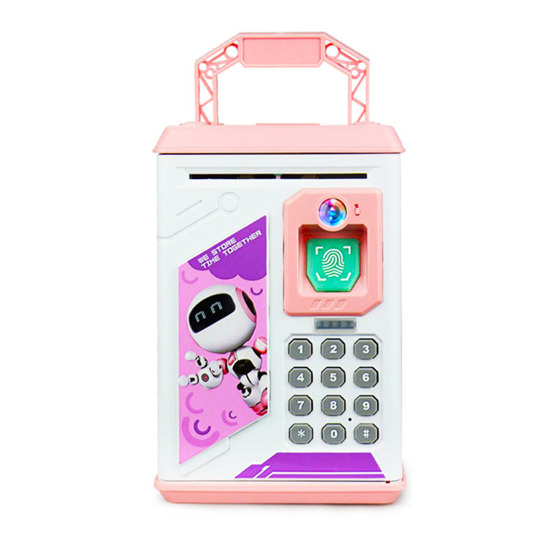 Электронная Копилка сейф с отпечатком пальца и кодовым замком розовая «BODYGUARD» фото - 3