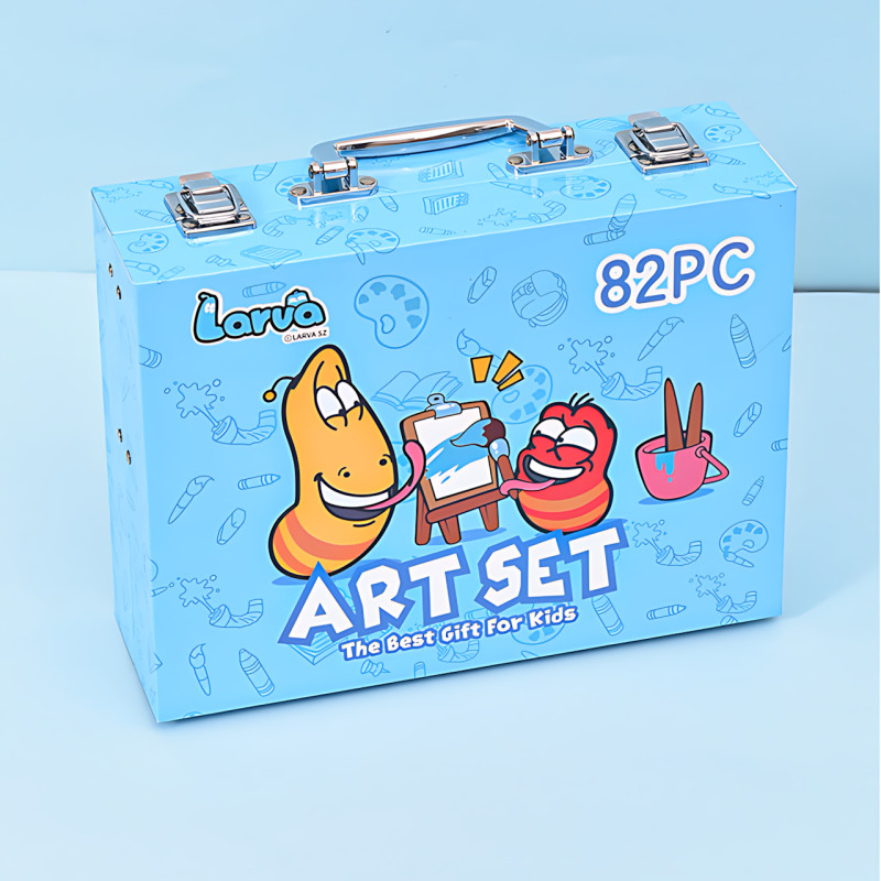 Набор для рисования Art Set, карандаши, маркеры, краски в пластиковом голубом чемоданчике, 82 предмета фото - 8