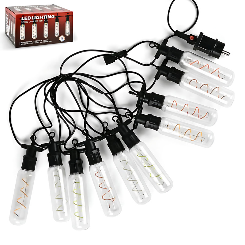 Гірлянда світлодіодна вулична &laquo;Спіраль у подовжених лампах&raquo; SFK-48, 220 В, 10 LED, 5 м, IP44, мультиколор, лінійна, вологозахист фото - 3