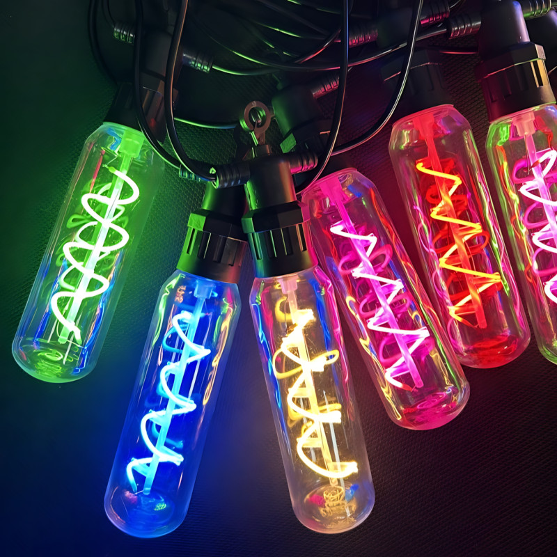 Гірлянда світлодіодна вулична &laquo;Спіраль у подовжених лампах&raquo; SFK-48, 220 В, 10 LED, 5 м, IP44, мультиколор, лінійна, вологозахист фото - 6