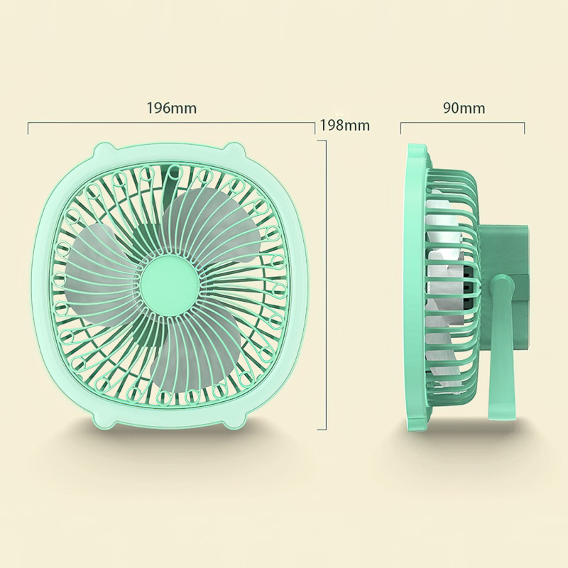 Портативный вентилятор с лампой Fill Light Fan, аккумуляторный 1200 мА/ч, 5 Вт, зарядка Type-C Зеленый фото - 7