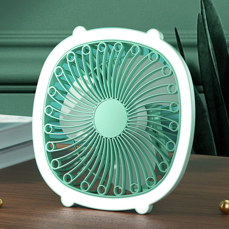 Портативный вентилятор с лампой Fill Light Fan, аккумуляторный 1200 мА/ч, 5 Вт, зарядка Type-C Зеленый фото - 2