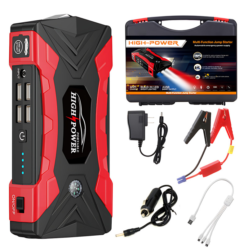 Пуско-зарядное устройство JUMPSTARTER QY33, 12 В, 99800 мАh, 500 А, фонарь, зарядка для телефона фото - 10