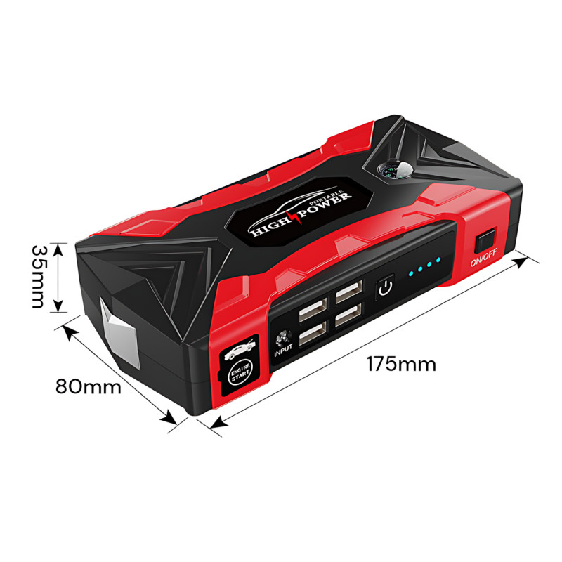 Пуско-зарядное устройство JUMPSTARTER QY33, 12 В, 99800 мАh, 500 А, фонарь, зарядка для телефона фото - 9