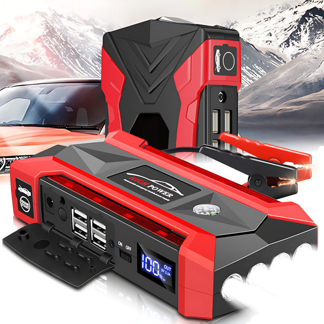 Пуско-зарядное устройство JUMPSTARTER QY33, 12 В, 99800 мАh, 500 А, фонарь, зарядка для телефона