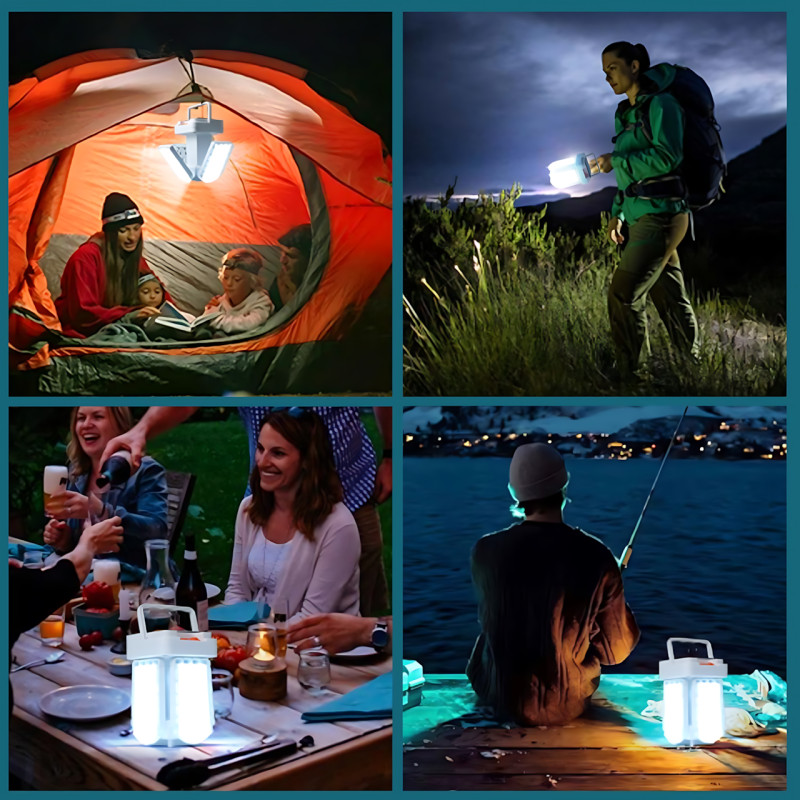 Акумуляторний кемпінговий ліхтар TORCH BL-2030 із сонячною панеллю та USB-зарядкою, ручний та підвісний, LED-лампа 4 секції фото - 8