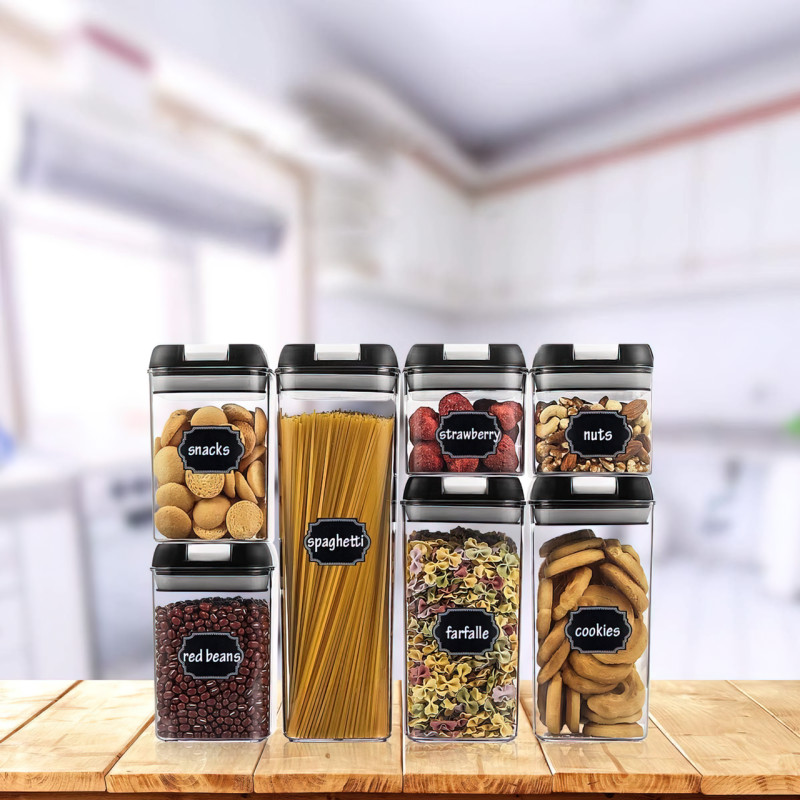 Набір пластикових контейнерів для круп FOOD, 7 шт., з харчового пластику, від 0.5 до 1.8 л, прозорий фото - 2
