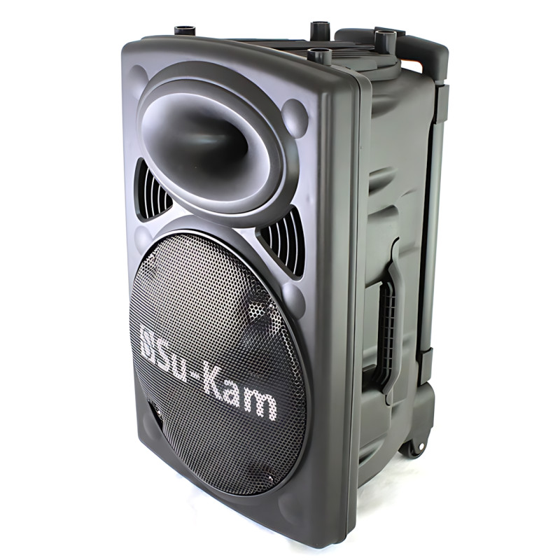 Портативна колонка Su-Kam BT 150D + 2 мікрофони, велика колонка 12v/220v з Bluetooth на акумуляторі фото - 3