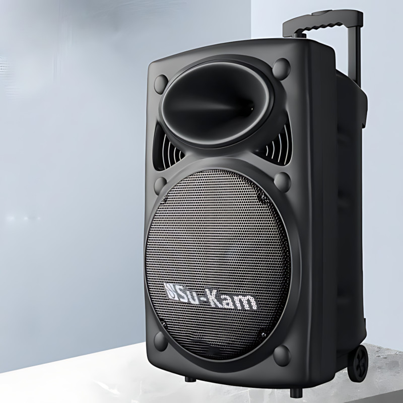 Портативна колонка Su-Kam BT 150D + 2 мікрофони, велика колонка 12v/220v з Bluetooth на акумуляторі фото - 5