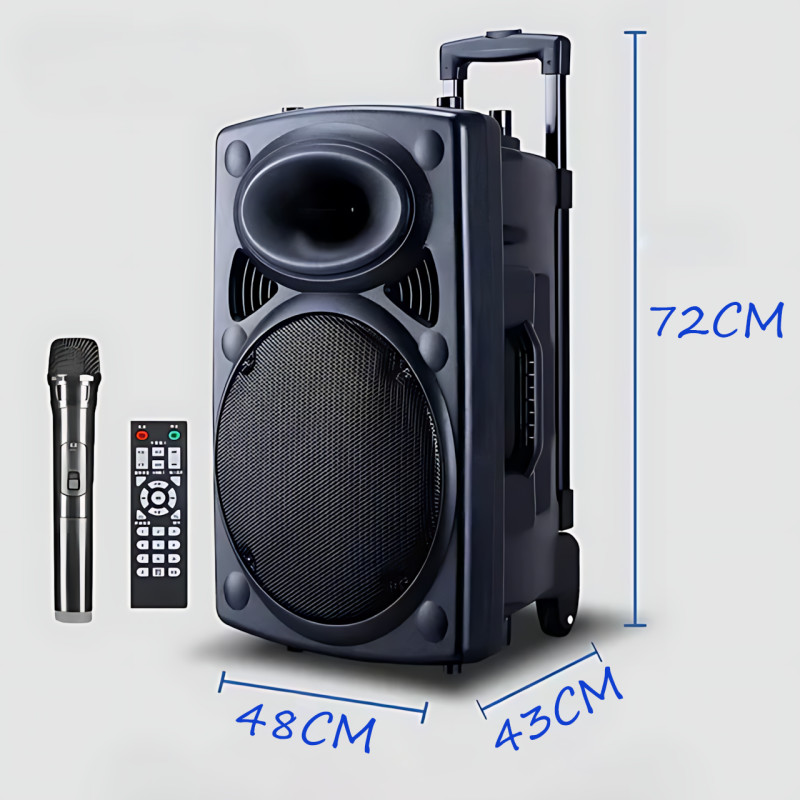 Портативна колонка Su-Kam BT 150D + 2 мікрофони, велика колонка 12v/220v з Bluetooth на акумуляторі фото - 10