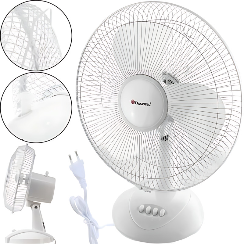 Вентилятор настільний Domotec MS-1626 16" (43 см), 40 Вт, 3 швидкості, поворот, нахил, робота від 220 в, білий фото - 5