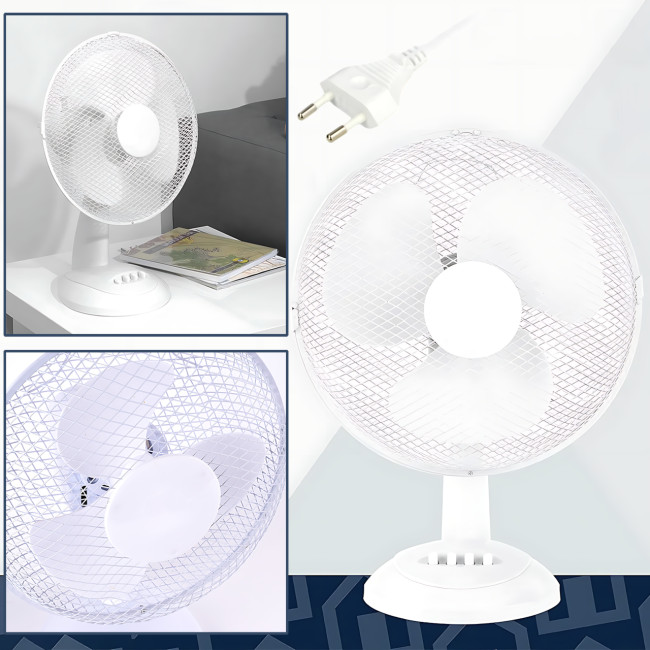 Вентилятор настільний Domotec MS-1626 16" (43 см), 40 Вт, 3 швидкості, поворот, нахил, робота від 220 в, білий