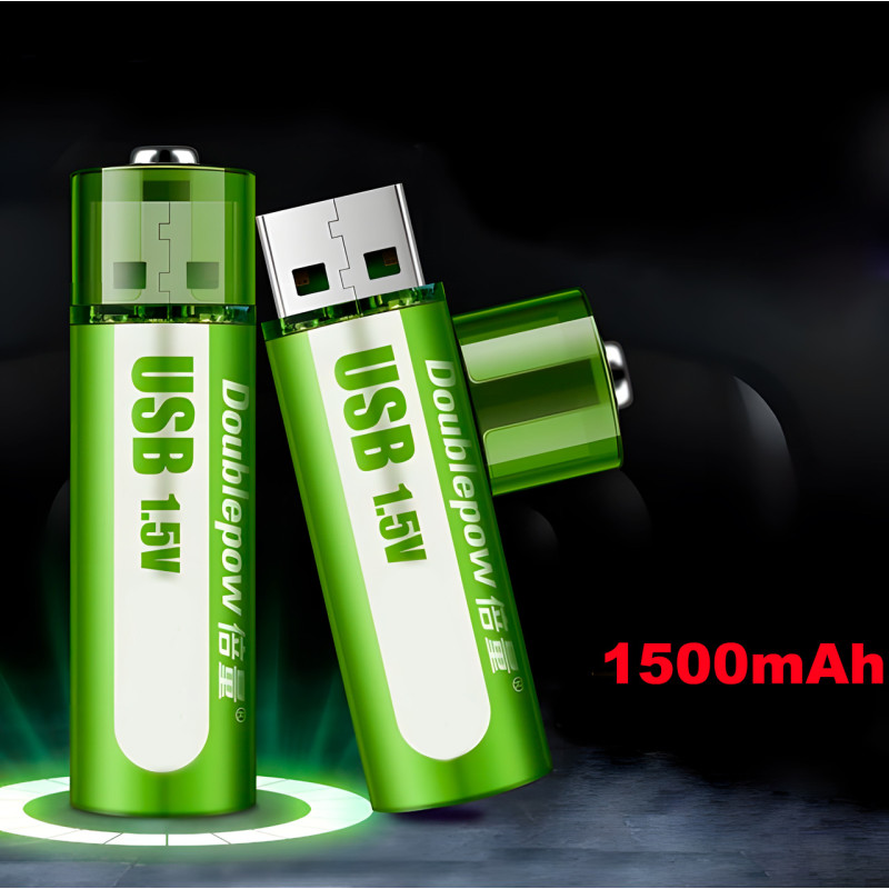 Перезаряжаемые батарейки пальчиковые AA, через USB - 1,5В 1500 мАч  USB FluCat USB 1.5V 1500 mWh фото - 2
