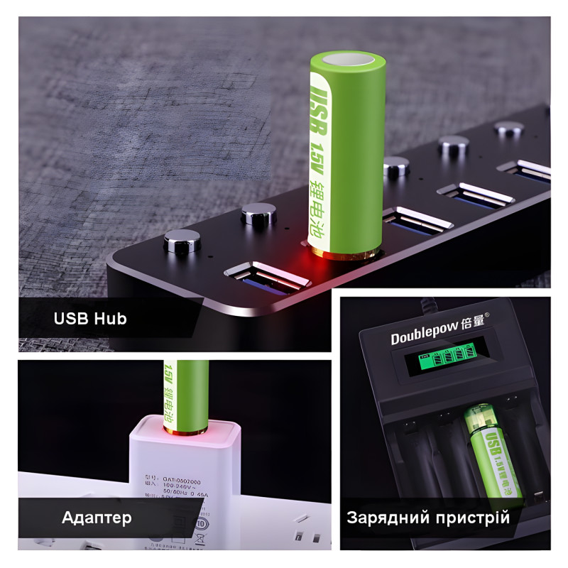 Перезаряжаемые батарейки пальчиковые AA, через USB - 1,5В 1500 мАч  USB FluCat USB 1.5V 1500 mWh фото - 3