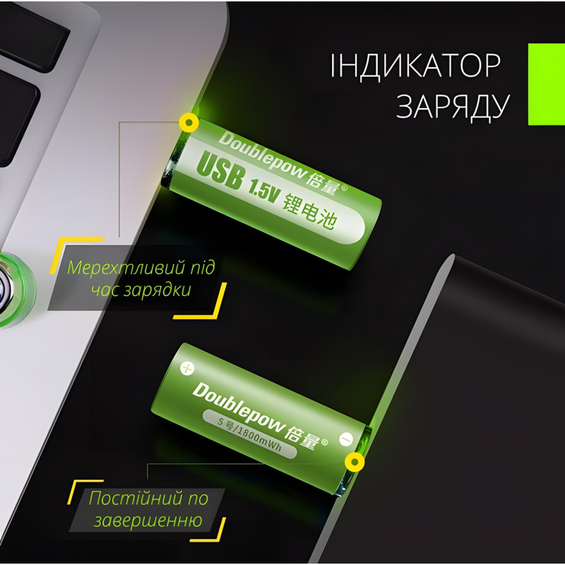 Перезаряжаемые батарейки пальчиковые AA, через USB - 1,5В 1500 мАч  USB FluCat USB 1.5V 1500 mWh фото - 4