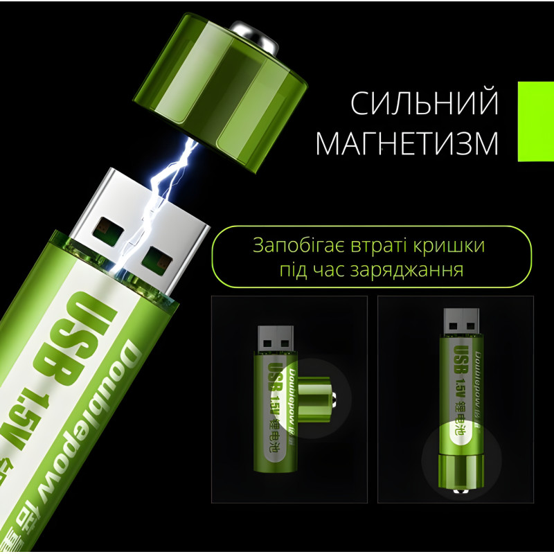 Перезаряжаемые батарейки пальчиковые AA, через USB - 1,5В 1500 мАч  USB FluCat USB 1.5V 1500 mWh фото - 5