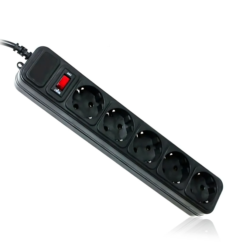 Сетевой фильтр-удлинитель SP5, 5 розеток (5 евро), 1.8 м, с заземлением, защита от помех и перегрузок, черный Белый фото - 4