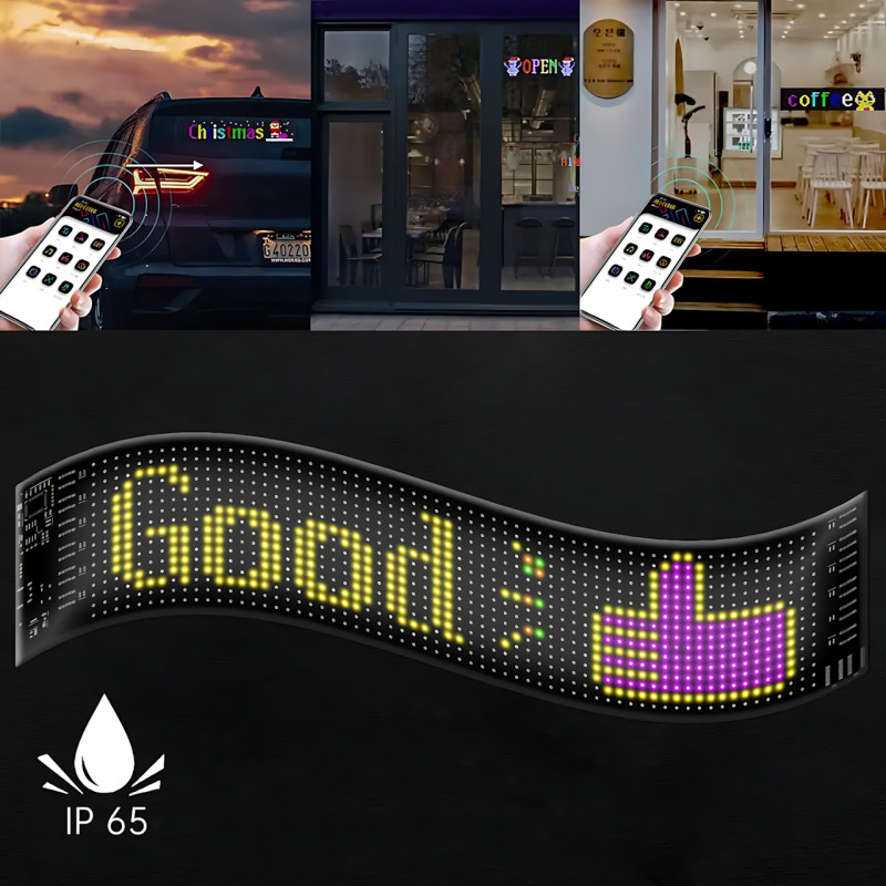 Гнучкий світлодіодний дисплей ART-0569, RGB, Bluetooth, IP65, керування пультом і телефоном, 133 ×19.2 см фото - 9