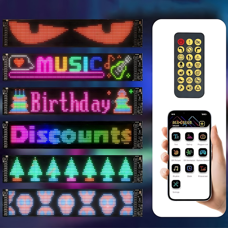 Гнучкий світлодіодний дисплей ART-0569, RGB, Bluetooth, IP65, керування пультом і телефоном, 133 ×19.2 см фото - 5