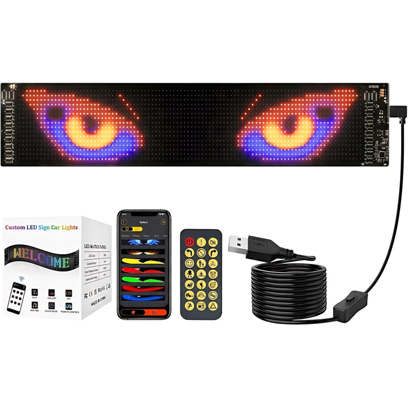 Гнучкий світлодіодний дисплей ART-0569, RGB, Bluetooth, IP65, керування пультом і телефоном, 133 ×19.2 см фото - 2