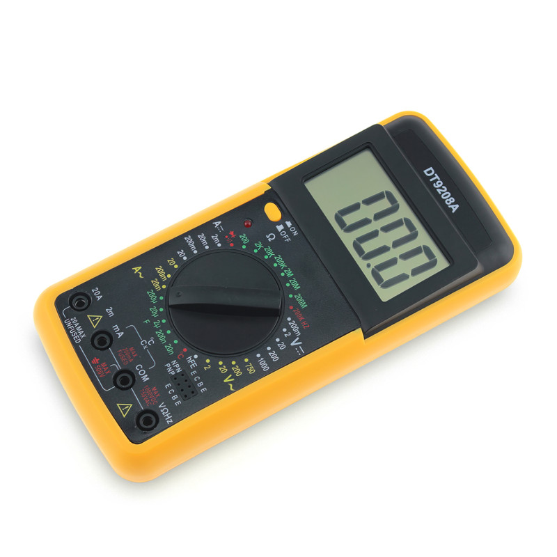 Мультиметр DT-9208A, цифровой тестер для силы тока, напряжение, сопротивления, частоты и емкости фото - 3